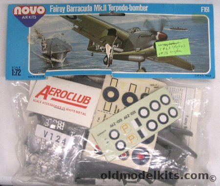 Novo 1/72 Fairey Barracuda Mk.II with Aeroclub Metal Details and Canopy Set and Australian Decals, F161 plastic model kit